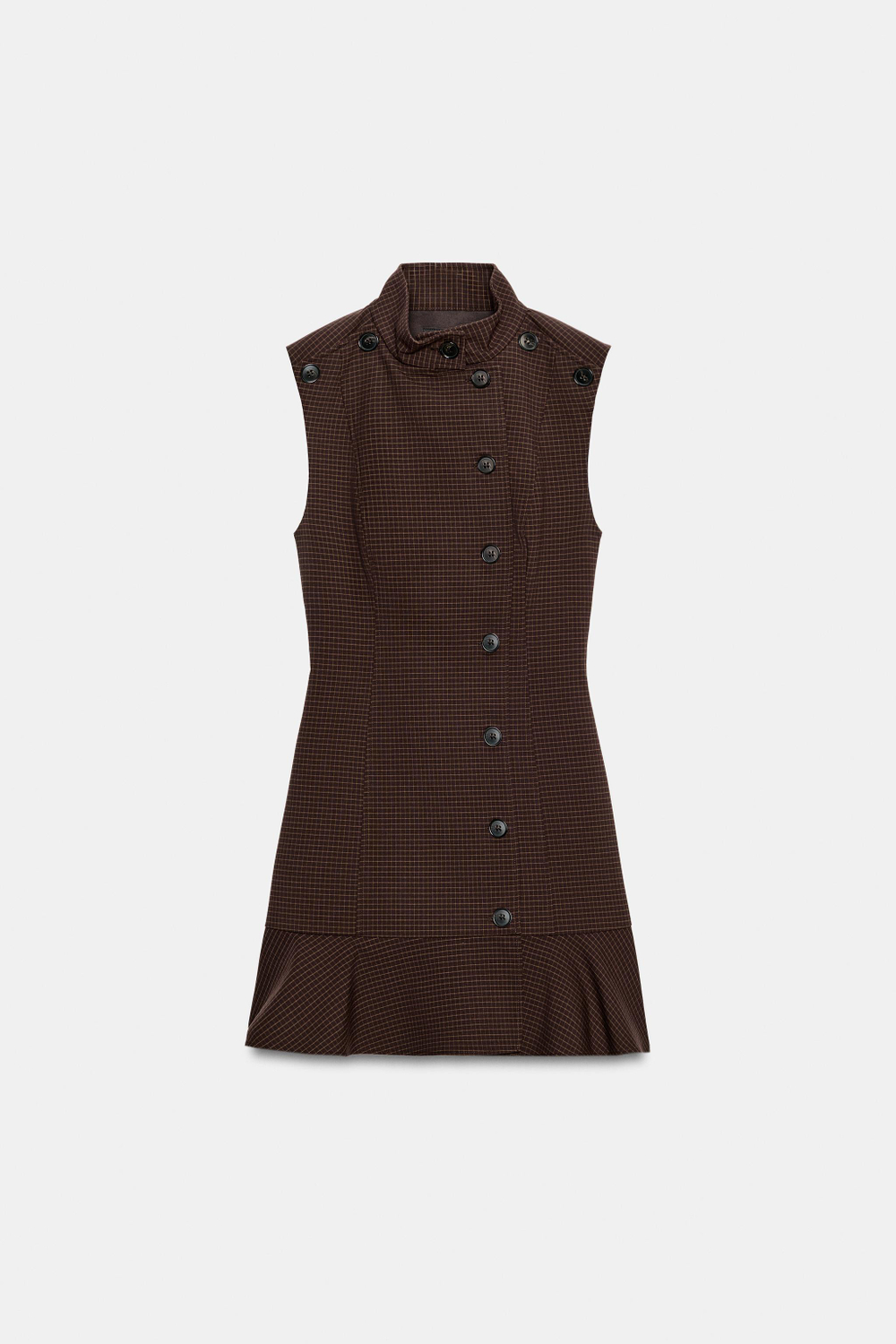 МИНИ-ПЛАТЬЕ В КЛЕТКУ С ВОЛАНОМ — ZARA