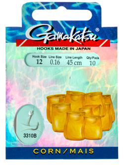 Крючки с поводком Gamakatsu BOOKLET CORN 3310B разм. 12-0.16мм 45см 10шт.