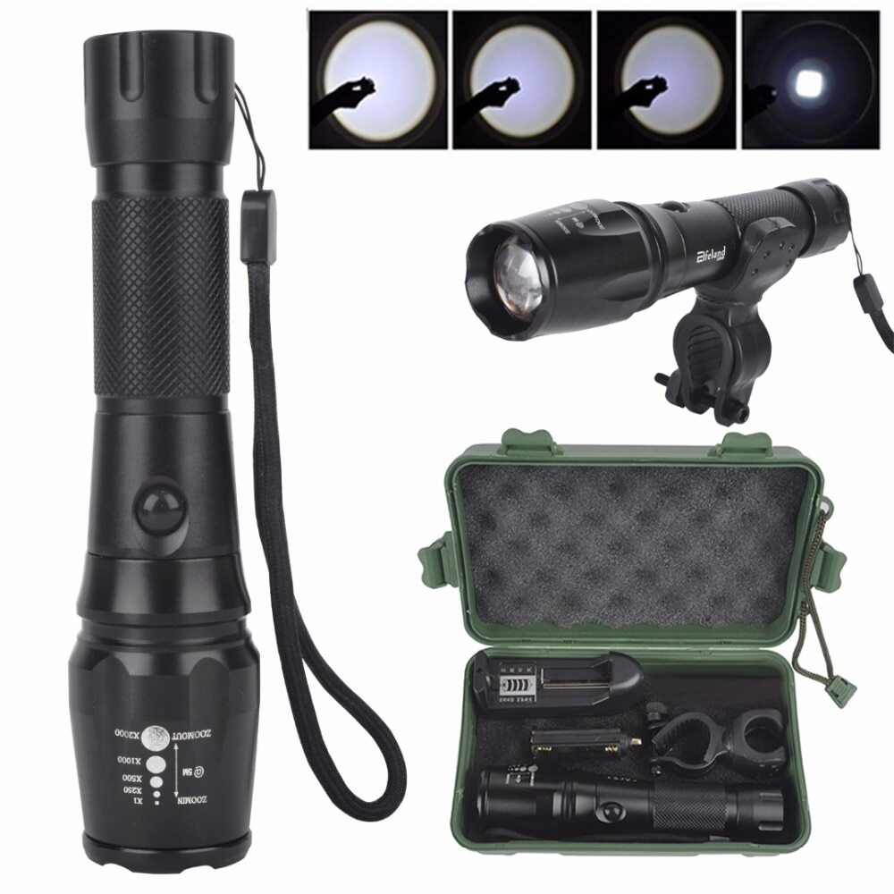 Фара - тактический фонарь, 1 CREE XM-2, 600 Lm, 3 режима, аккумулятор 2200mAh 18650. Крепёж на руль.