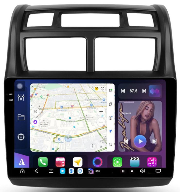 Магнитола для KIA Sportage 2 2008-2010 - FarCar S500-TS20 монитор 9.5" 2K QLED на Android 14, Быстрейшая, CarPlay, 4G SIM-слот