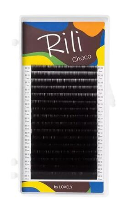 Ресницы темно-коричневые Rili Choco (16 линий) МИКС, L 0.07 8-15 мм