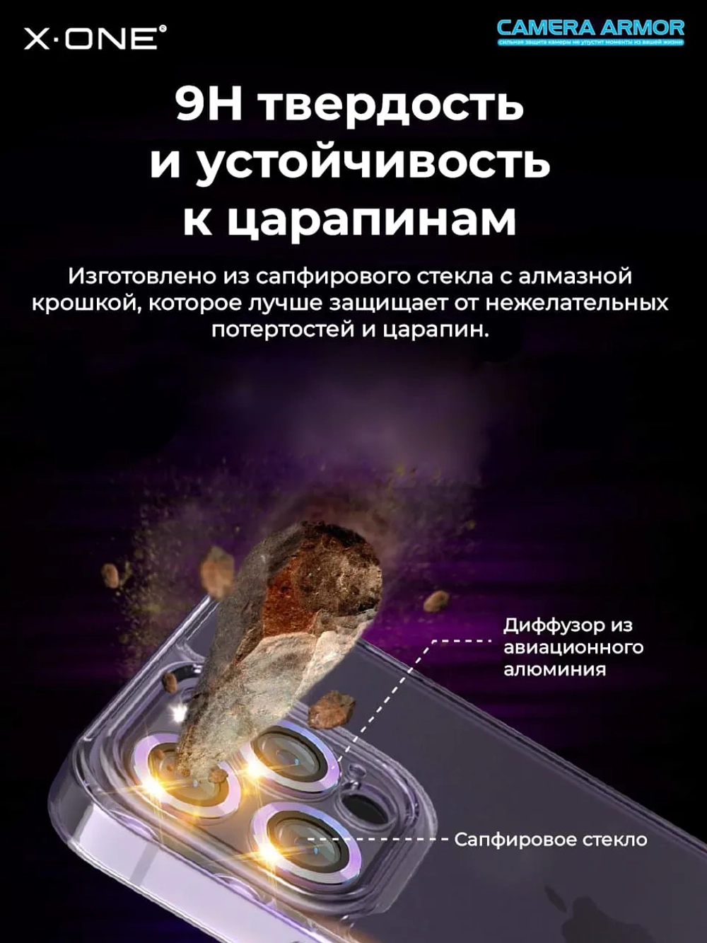 Сапфировое стекло на камеру X-ONE Camera Armor для Samsung Galaxy S24 Plus, Silver