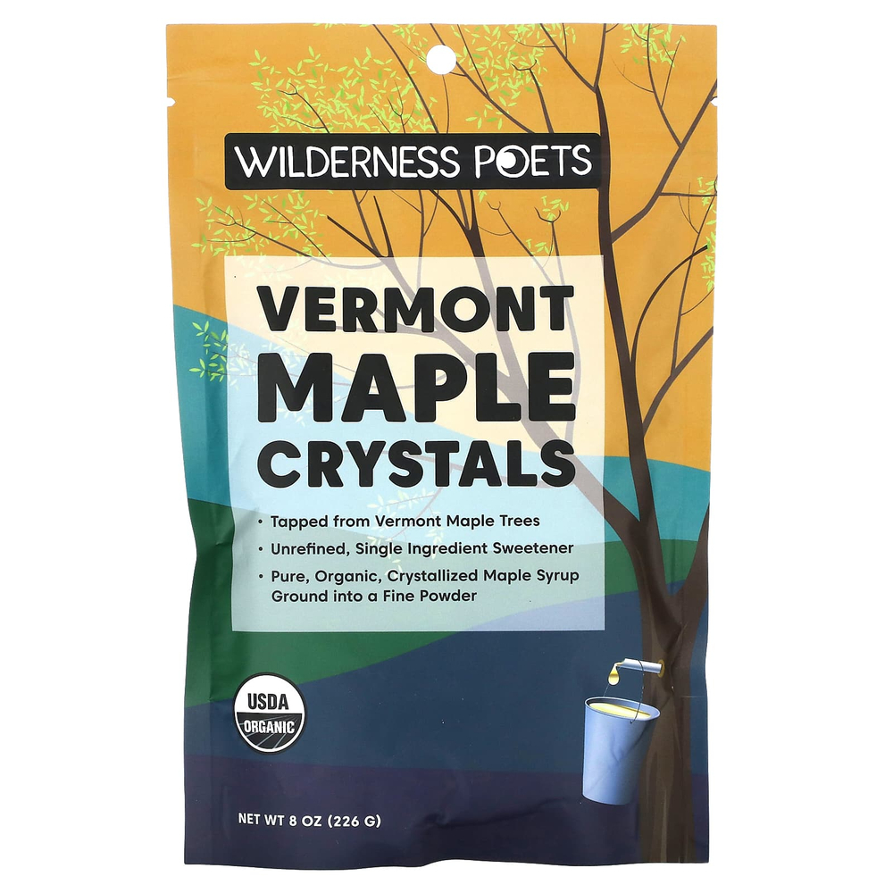 Wilderness Poets, органический вермонтский кленовый сироп в кристаллах, 226 г (8 унций)