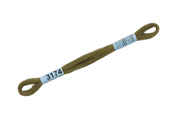 Мулине Gamma 100% хлопок, цв.3174 хаки, 24 мотка по 8 метров