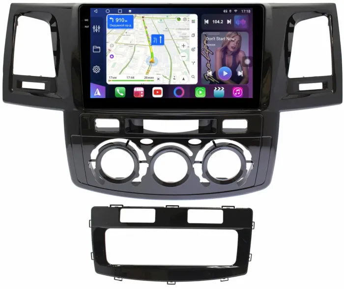 Магнитола для Toyota HiLux 7 2011-2015 - FarCar S500-TS10 монитор 9.5" QLED на Android 14, Быстрая, CarPlay, 4G SIM-слот