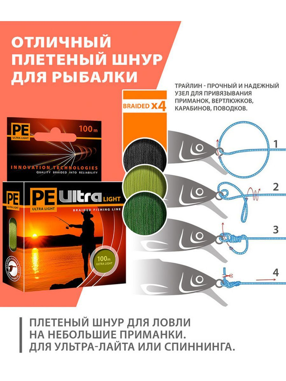 Плетеный шнур для рыбалки PE ULTRA LIGHT Black 0,04mm 135m