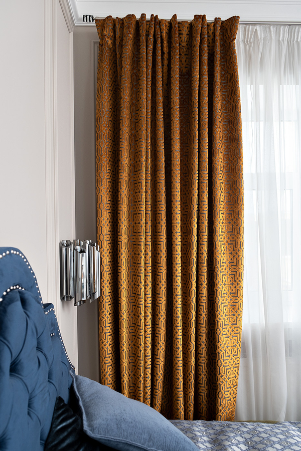 Ткань Портьера 275x260 Garda Decor Lattice оранжевая Оранжевый