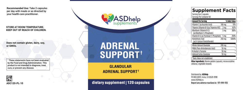 Adrenal support — этикетка (Supplement Facts)