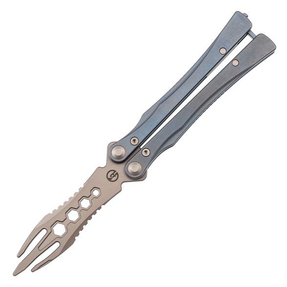 Цена наНож-бабочка со сменным лезвием Maxace Loran Blue, сталь M390, рукоять титан