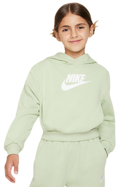 Кофта для девочки теннисная  Nike Sportswear Club Fleece Crop Hoodie - honeydew/white