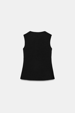 ZARA ЖИЛЕТ С ОБТЯЖНЫМИ ПУГОВИЦАМИ, ЧЕРНЫЙ