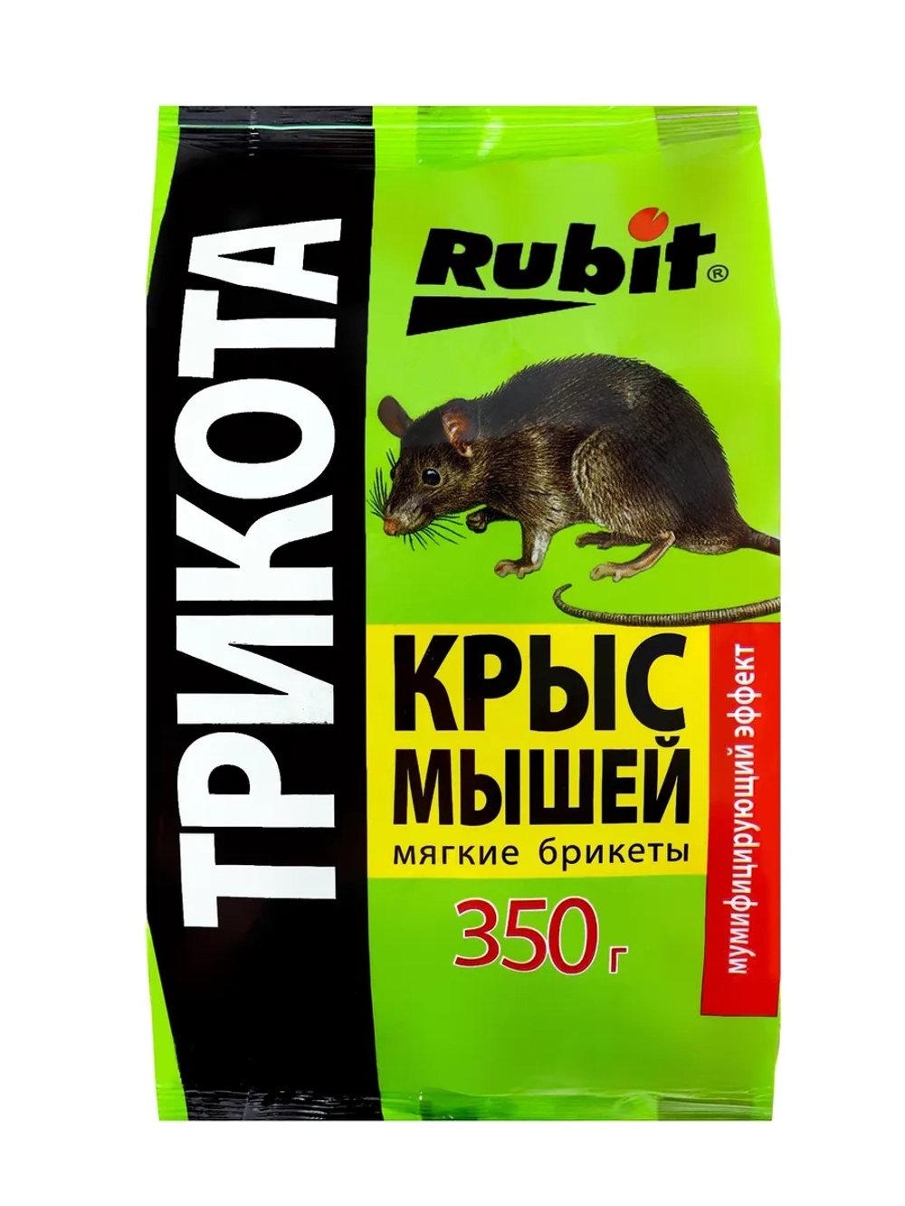 Тесто-брикет "Rubit", от крыс и мышей, приманка, 350 г