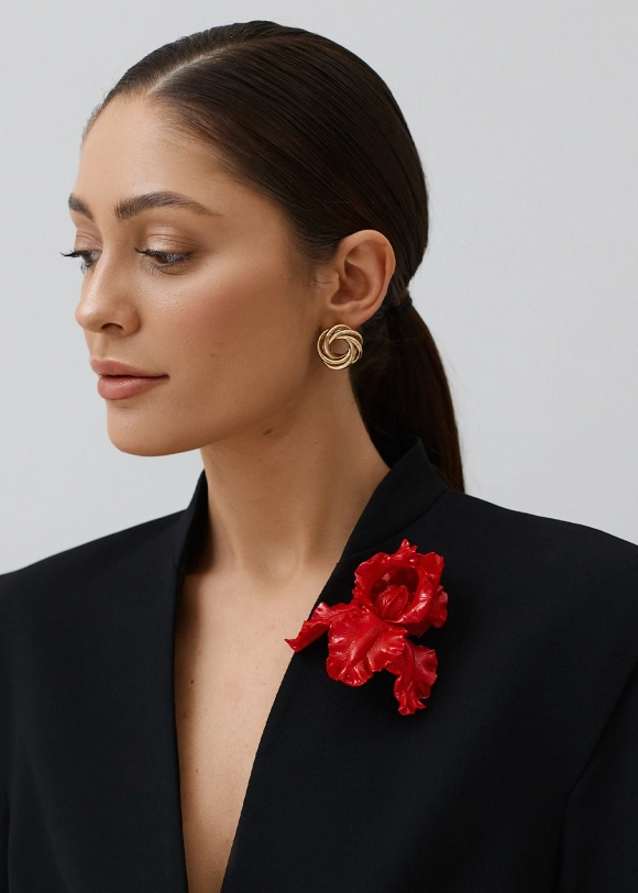 Брошь Big Brooch Ирис, красный