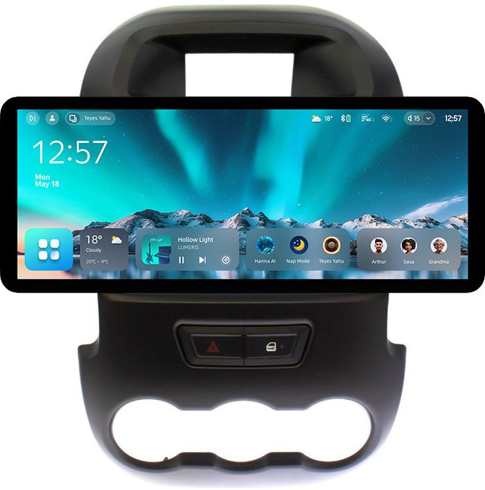Магнитола для Ford Ranger 3 2011-2015 (рамка тип 2) - Teyes CC4 монитор 12.3" 2K QLED + рамка 9, Android 14, Быстрейшая, Snapdragon 680, DSP, CarPlay, 4G SIM-слот