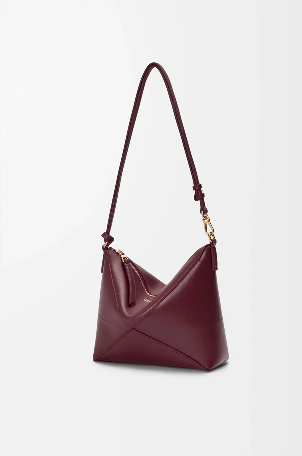 Loewe Сумочка-клатч Puzzle Fold из блестящей телячьей кожи наппа, бургунди