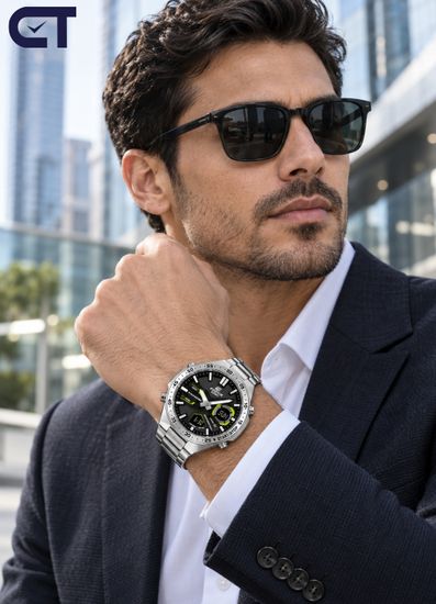 CASIO EFV-C110D-1A3VDF EDIFICE мужские наручные часы — стальной хронограф с черный циферблатом