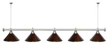 Лампа STARTBILLIARDS 5 пл. (плафоны золотые,штанга хром,фурнитура золото)