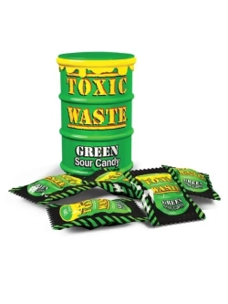 Кислые леденцы Toxic Waste Sour Candy зеленая бочка