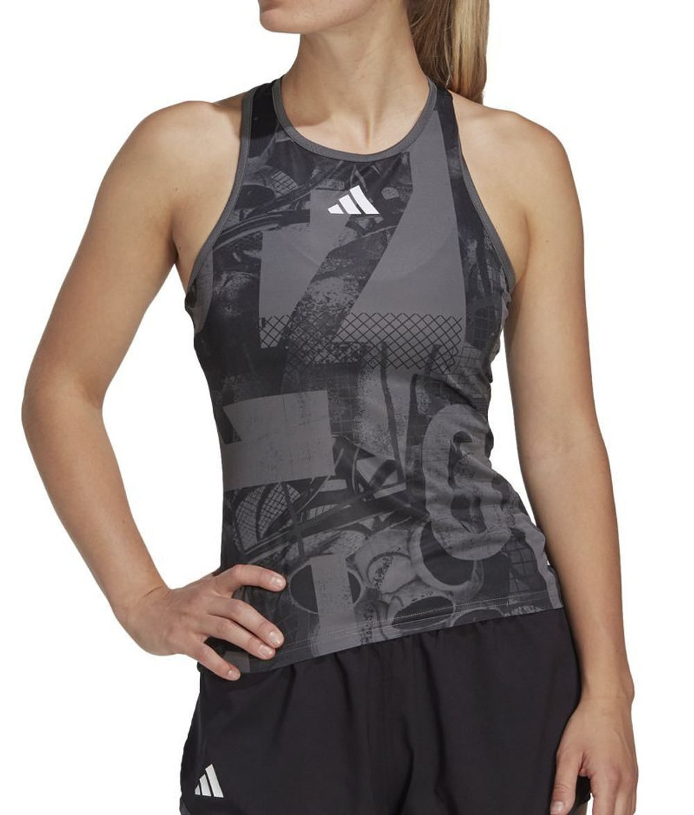 Женский топ теннисный Adidas Club Graphic Tank - серый