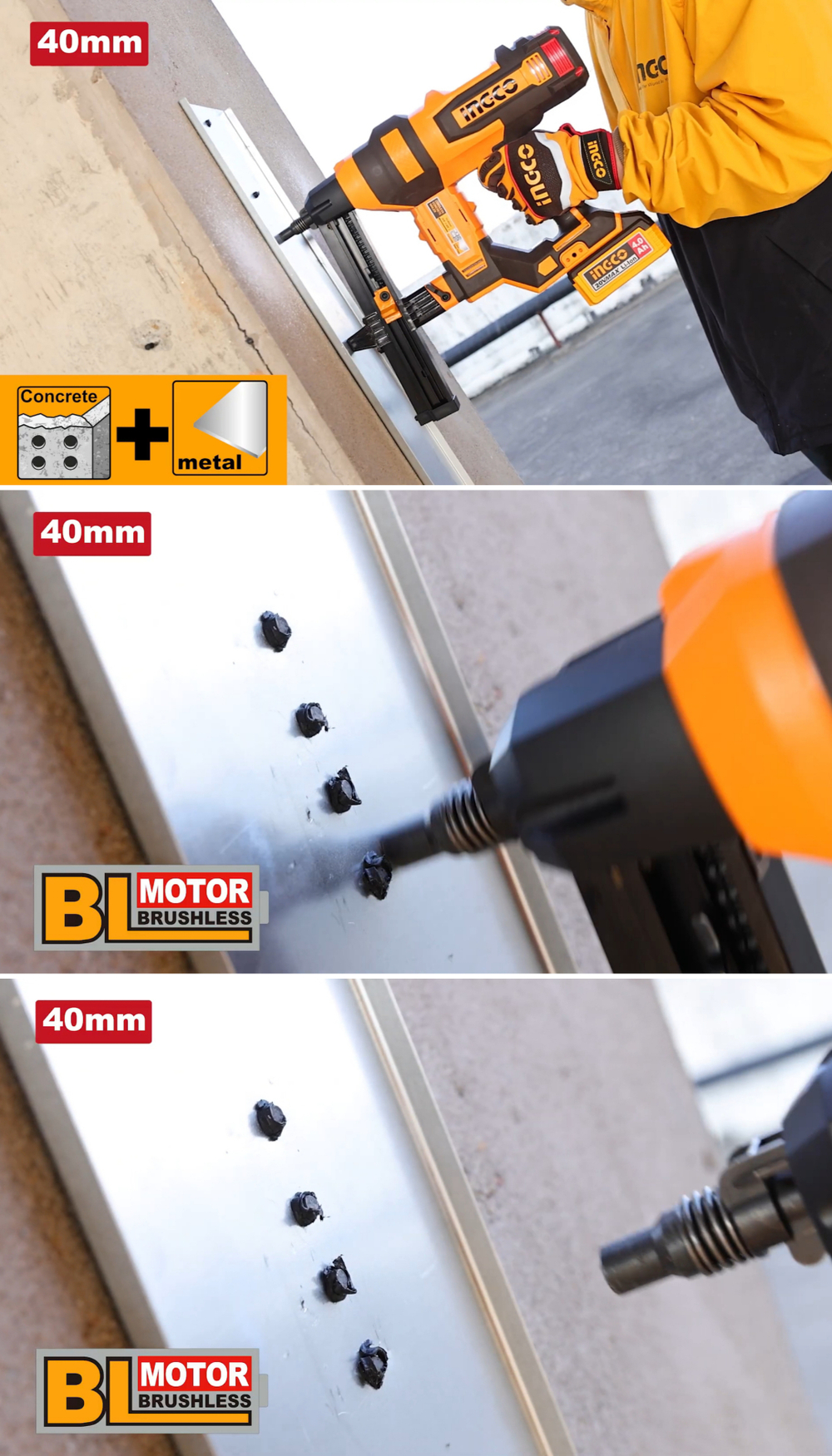Аккумуляторный гвоздезабиватель нейлер INGCO CCNLI9005 INDUSTRIAL 20 В