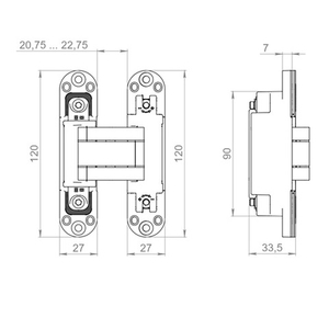 Петля скрытой установки ARMADILLO U3D7002 (Koblenz K2700) SC мат.хром /61099/ (1шт)
