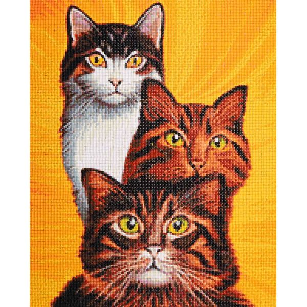 Алмазная (кристальная) мозаика Cristyle, Трио котов, 40х50 см, 624971