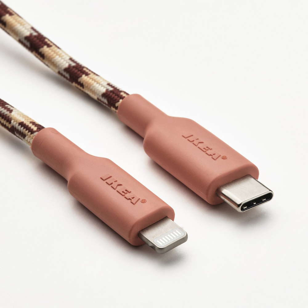 IKEA LILLHULT  (ИКЕА ЛИЛЛХУЛТ)  -  USB-C на lightning - розовый/бежевый 1.5 м