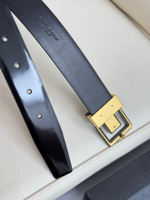 Женский ремень Saint Laurent 3,0 см — чёрный с глянцевой поверхностью и чёрной пряжкой YSL — фото 4