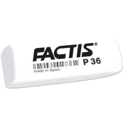 Резинка стирательная FACTIS (Испания) 56*20*9мм P 36 клиновидная скошенные края белая (4/36)