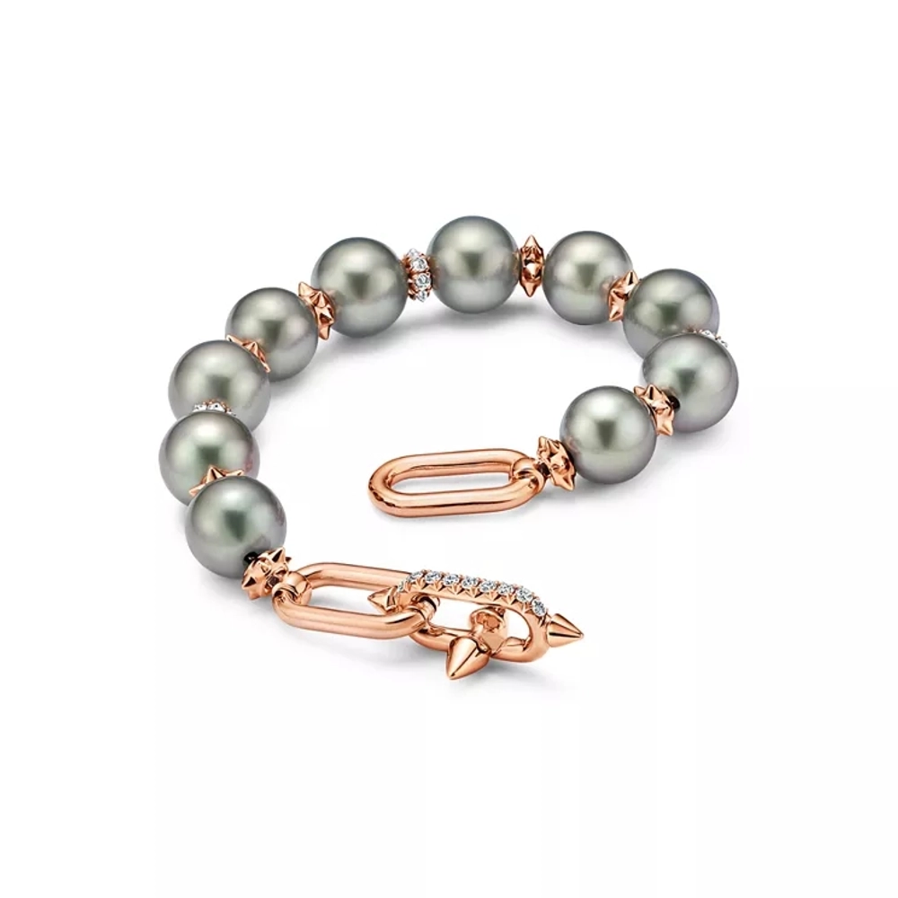 Браслет из розового золота 18k с жемчугом и бриллиантами, Tiffany 💠 Titan by Pharrell Williams
