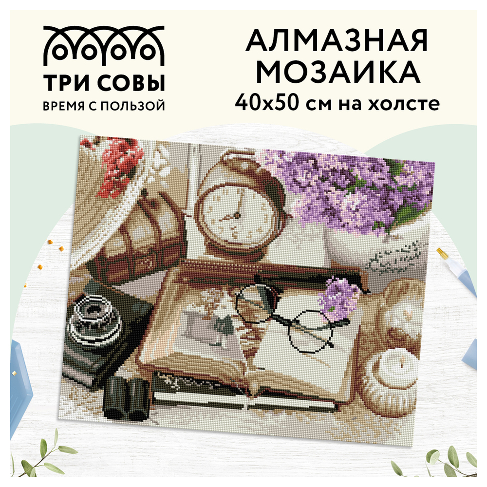 ТРИ СОВЫ Алмазная мозаика ТРИ СОВЫ "Фотоальбом", 40*50см, холст, картонная коробка с пластиковой ручкой