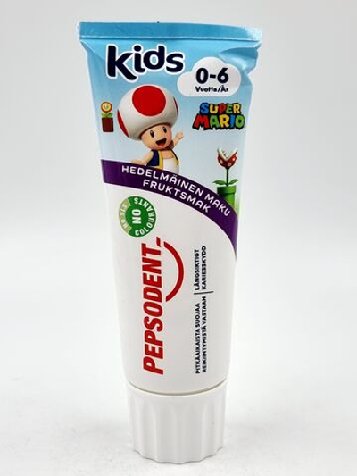 Pepsodent Kids Зубная паста для детей 0-6 лет с фруктовым вкусом, super mario, 75 мл (Франция)