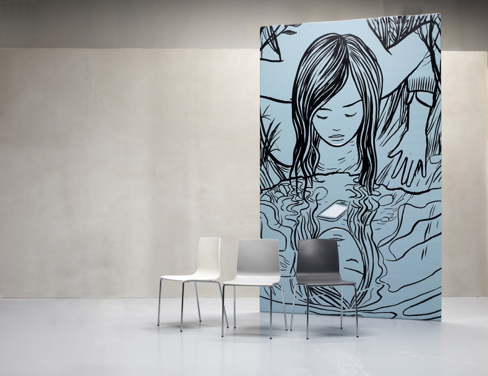 Стул пластиковый Scab Design Alice, хром, лен