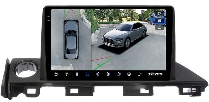 Магнитола для Mazda 6 GJ 2015-2018 (ШГУ монохром) - Teyes CC3-2K-360 на Android 10, Быстрая, 2K QLED, CarPlay, 4G SIM-слот, 4 камеры в комплекте