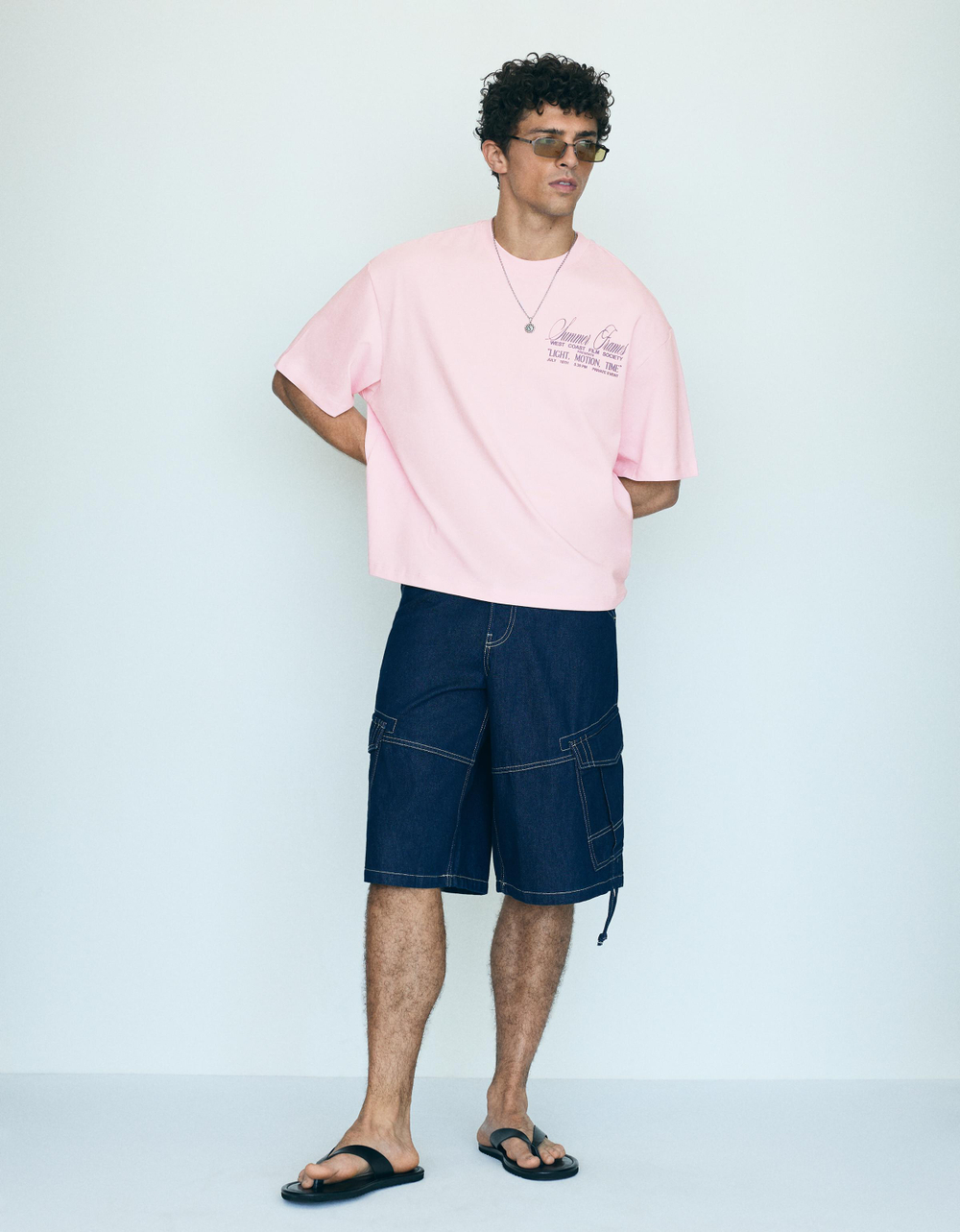 Мужская футболка boxy fit с коротким рукавом и принтом, арт. 3249/734 - BERSHKA