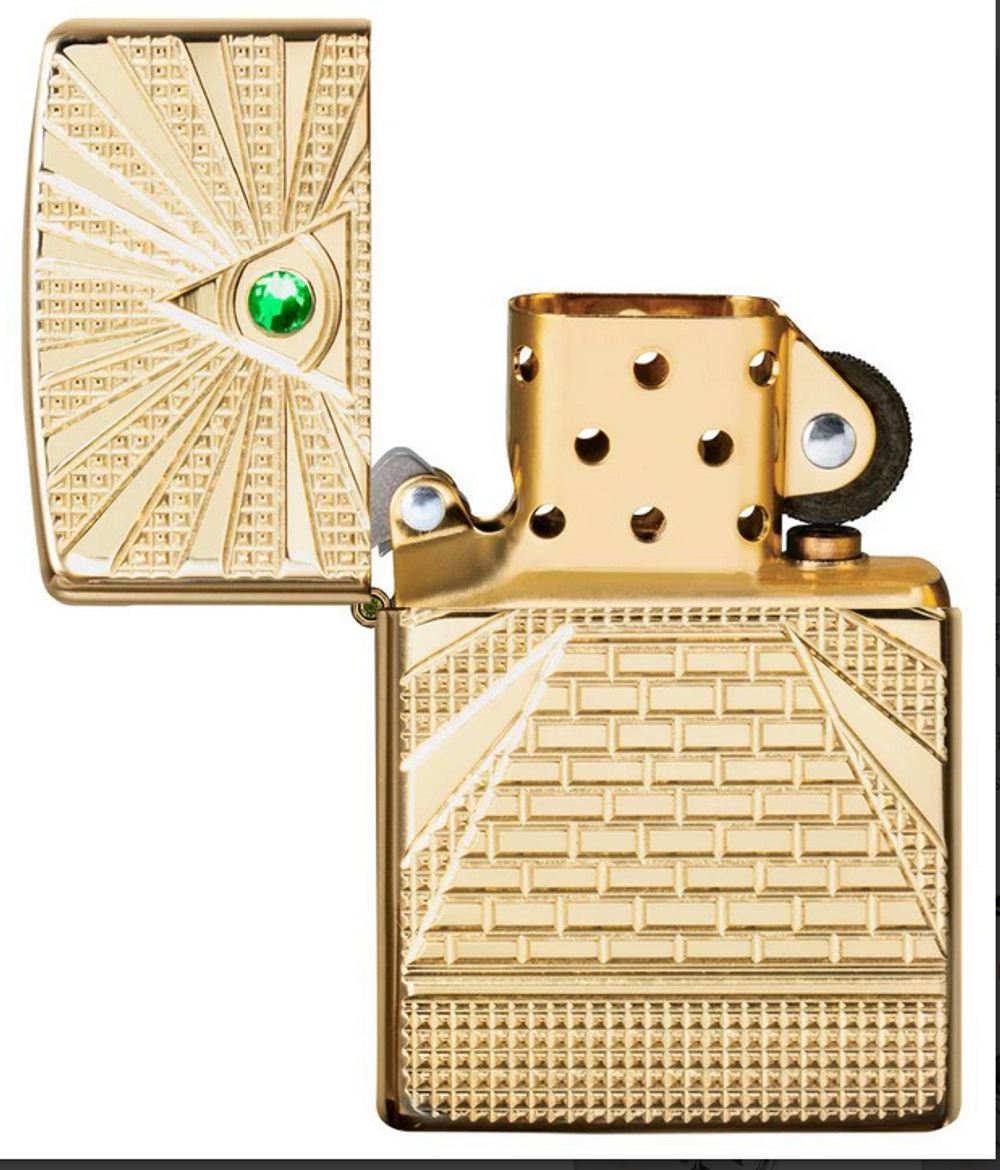 Зажигалка Zippo Armor с покрытием High Polish Brass, латунь/сталь, золотистая, 36x12x56 мм