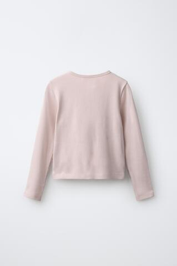 ZARA ФУТБОЛКА В РУБЧИК С ВЫШИВКОЙ И ЖЕМЧУЖИНАМИ, РОЗОВЫЙ