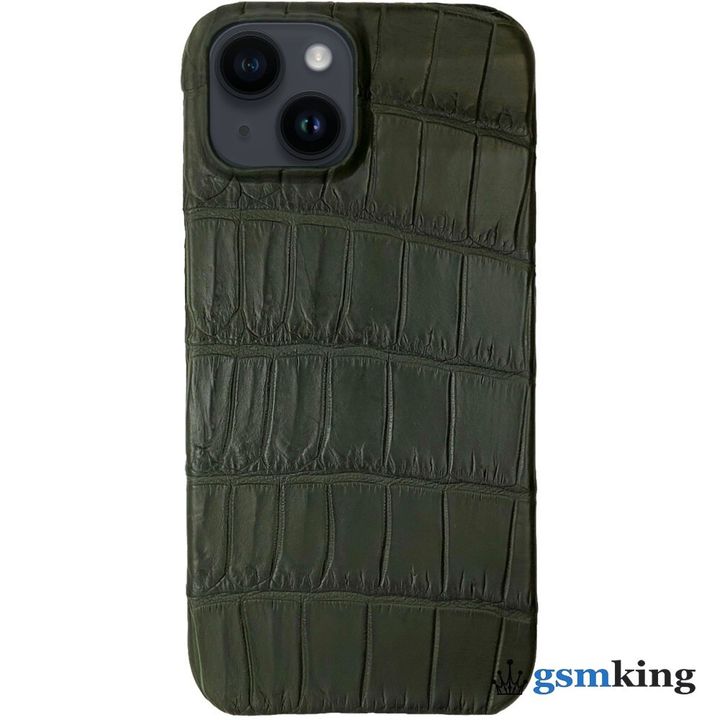 Leather Case for iPhone 14 Croco Green (Зелёный крокодил)