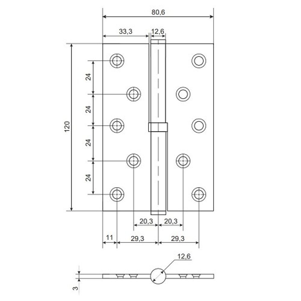 Петля дверная APECS 120x80-B Steel GRF R графит правая (1шт)