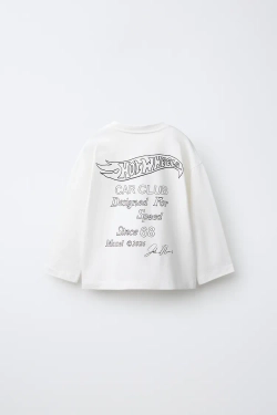 ZARA ЛОНГСЛИВ С ПРИНТОМ HOT WHEELS™ MATTEL, БЕЛЫЙ