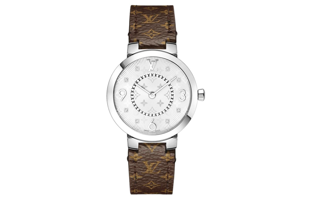 LOUIS VUITTON Wrist Watch Quartz Movement Canvas Strap White Dial Women"s Watch 50m Water Resistant