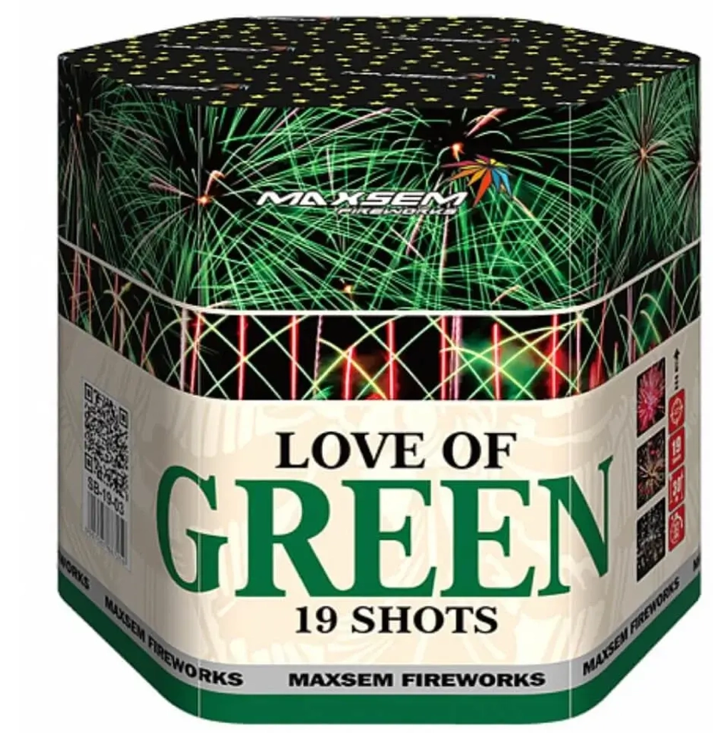 Батарея салютов Love of green (SB19-03) от Maxsem, 19 залпов, 30 мм