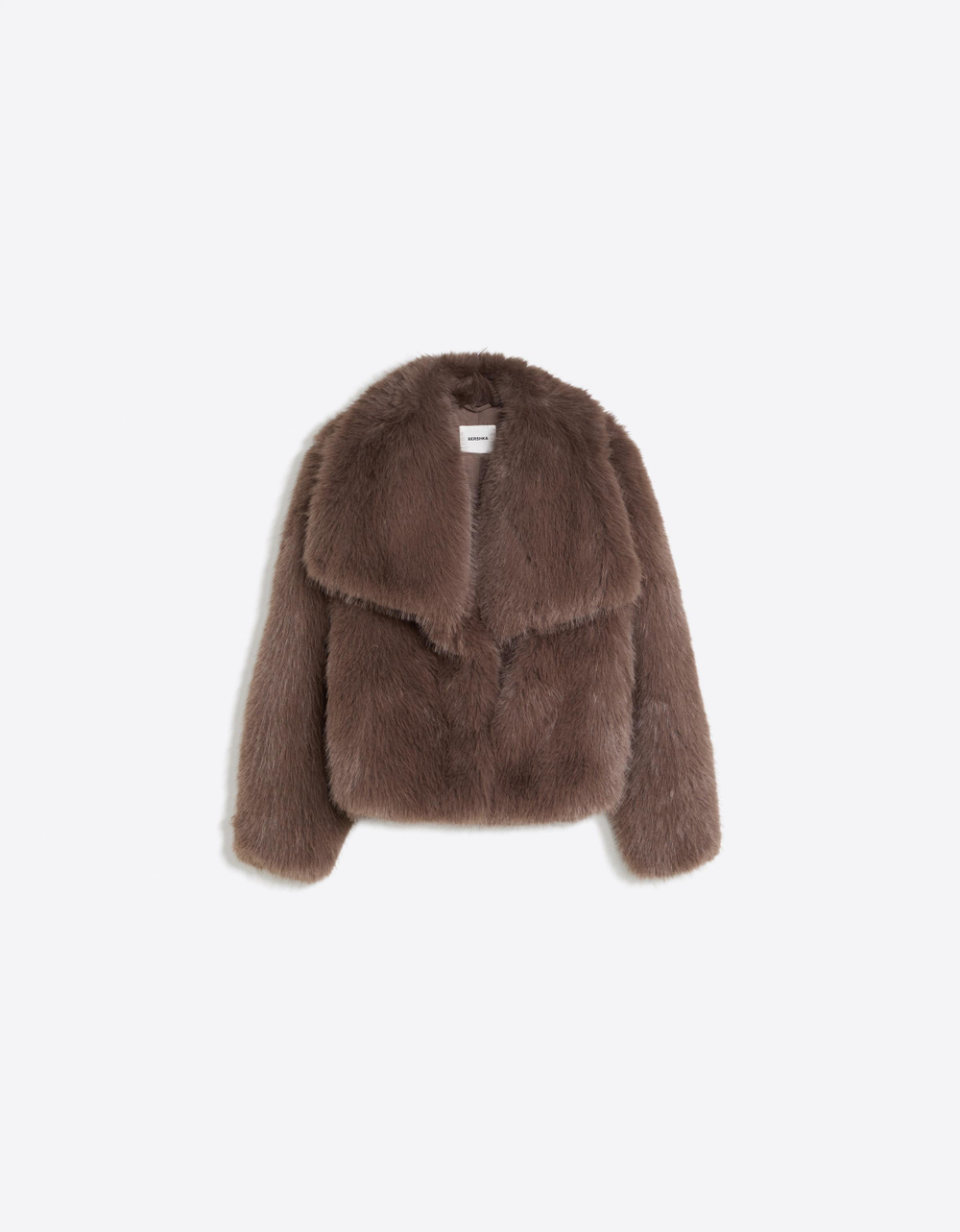 Женская куртка из искусственного меха с лацканами - BERSHKA
