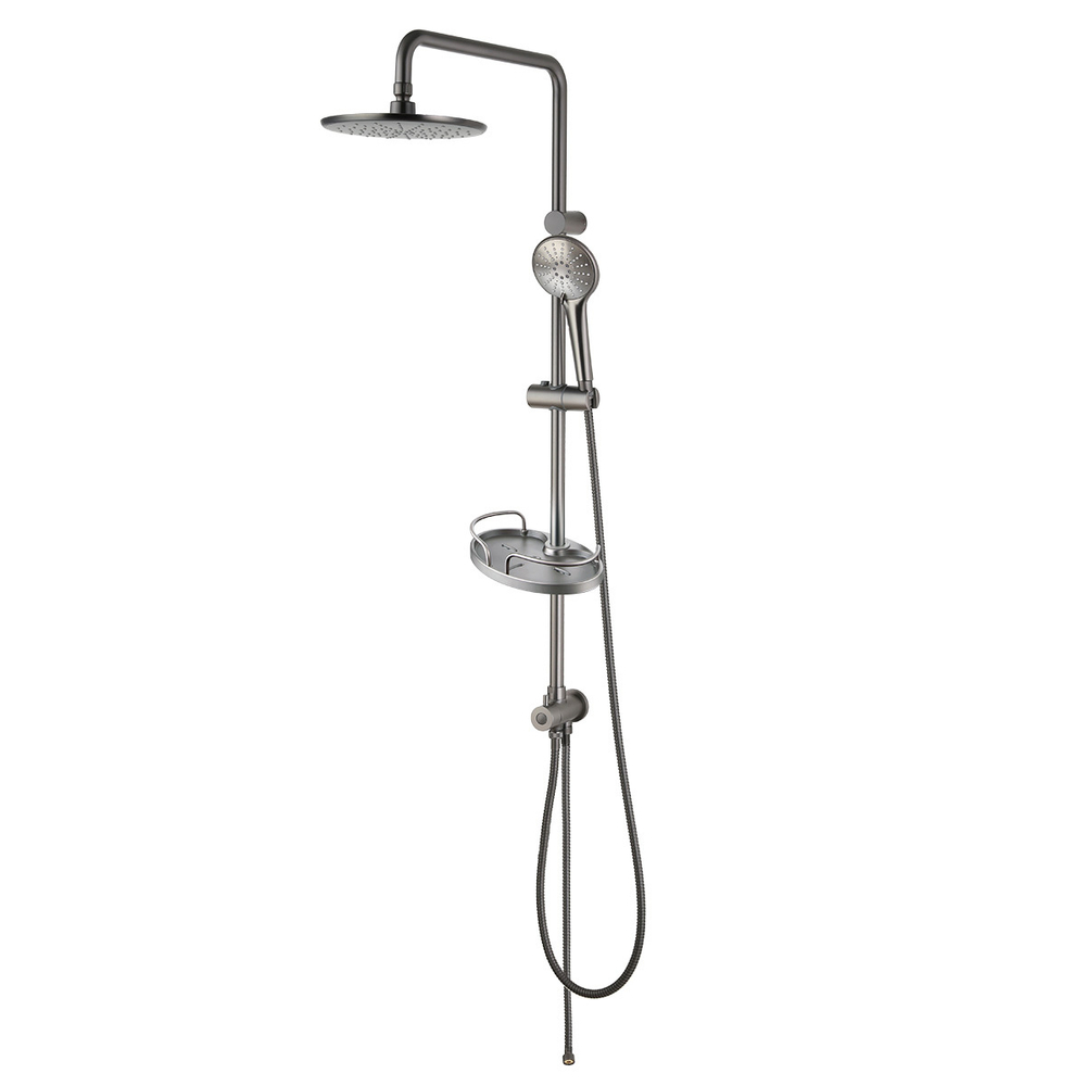 Душевой гарнитур Lemark LM3788GM с фиксированной высотой штанги и верхней душевой лейкой "Тропический дождь"