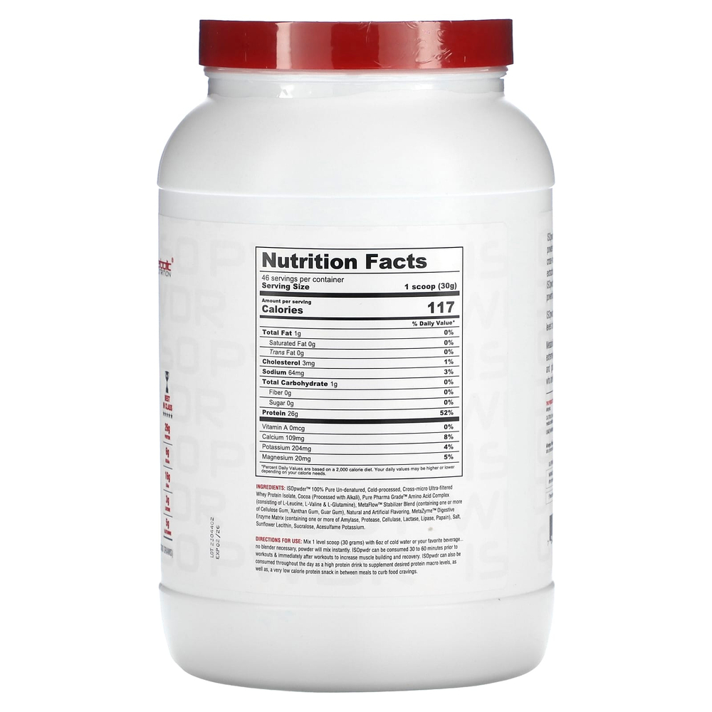 Metabolic Nutrition, ISOpwDR, изолят сывороточного протеина, со вкусом шоколадного кекса, 1380 г (3,04 фунта)