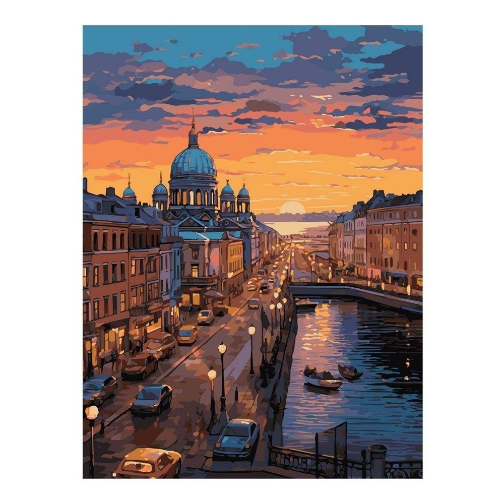 Картина по номерам 40*50см "Вечерний Петербург" (Lori)