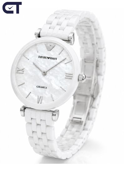 Emporio Armani AR1485 Ceramica женские наручные часы — белая керамика и лаконичный двухстрелочный дизайн