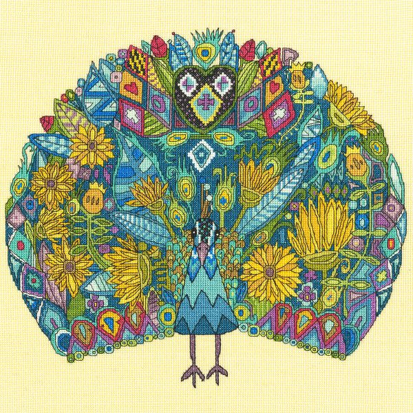 Набор для вышивания нитками Bothy Threads, Jeweled Peacock, 33х33 см