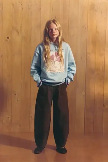 ZARA ОДНОТОННЫЕ БРЮКИ BARREL, КОРИЧНЕВЫЙ