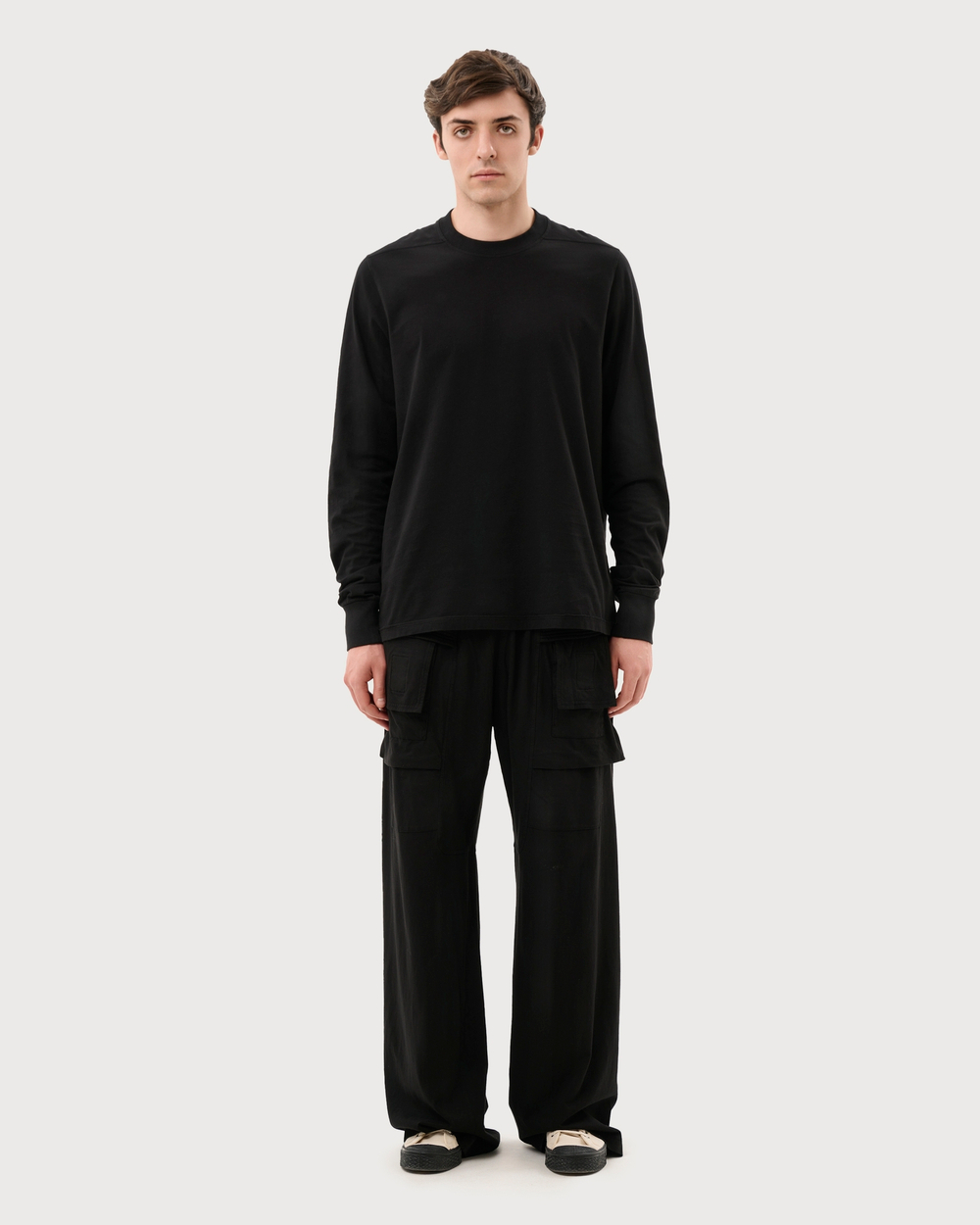 RICK OWENS DRKSHDW БРЮКИ ЧЕРНЫЕ LIDO CREATCH CARGO WIDE DRAWSTRING